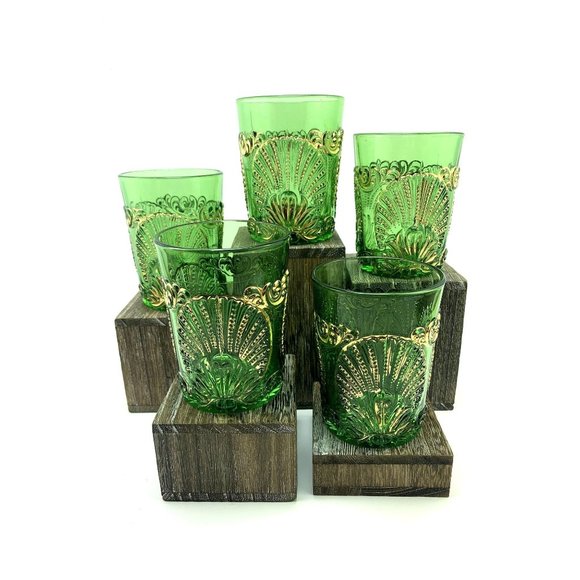 EAPG National Glass Geneva Emerald Green Rocks Glasses. - Picture 2 of 10